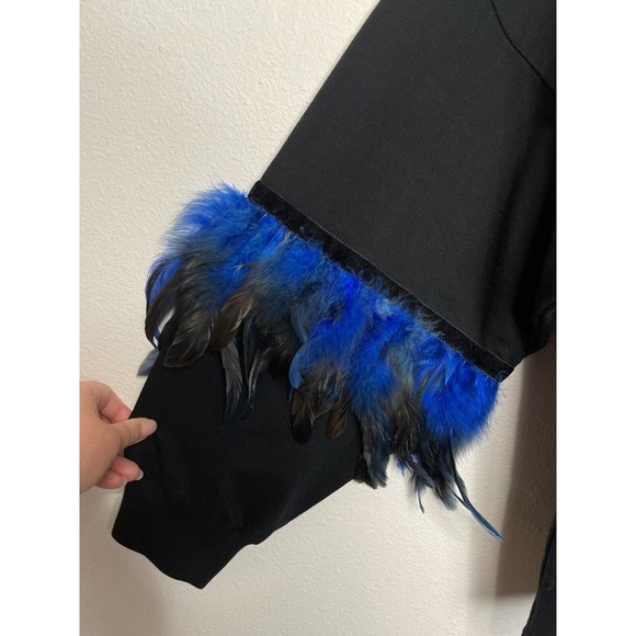 Zara Trafaluc Small Feather-Accent Sweater Black Blue  Oversized Balloon Sleeve - Picture 15 of 16